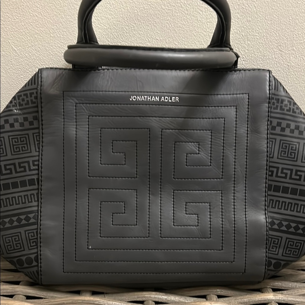 Jonathan Adler Gray Tote with Geometric Design